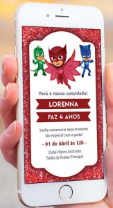 convite pjmasks Virtual