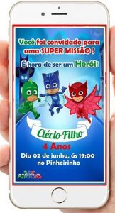 convite pjmasks Virtual