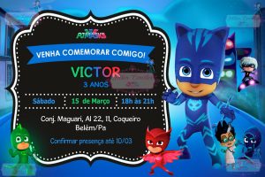 convite pjmasks Virtual