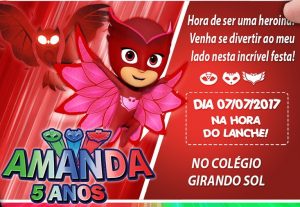 convite pjmasks Corujita