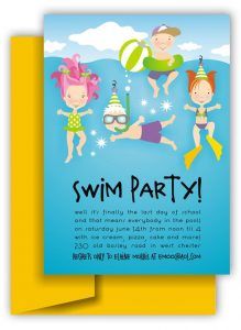 convite pool party Infantil
