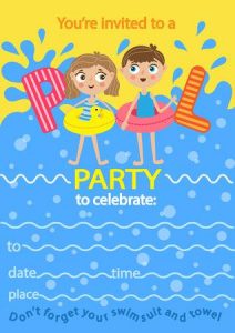 convite pool party Infantil