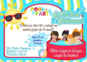 convite pool party Feminino