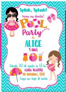 Convite Animado Pool Party das Meninas