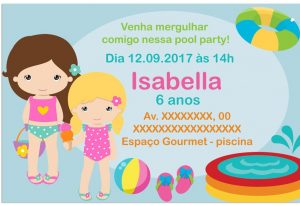 convite pool party Feminino