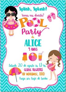 convite pool party Feminino