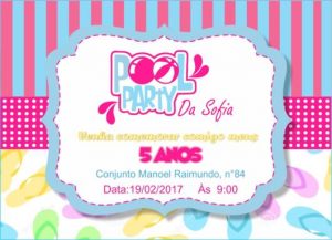 convite pool party Feminino