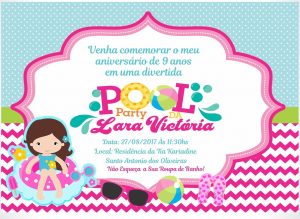 convite pool party Feminino