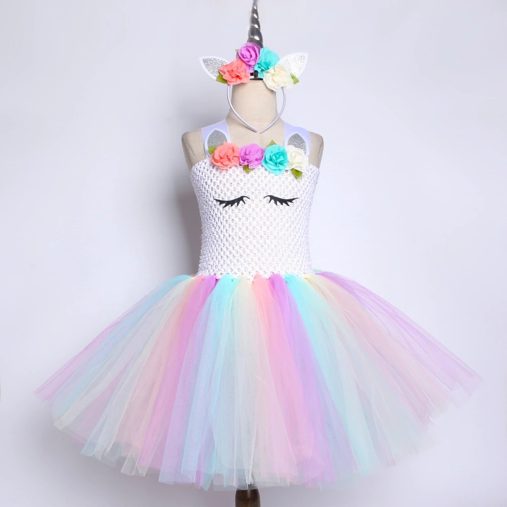 saia de tule colorida unicornio infantil