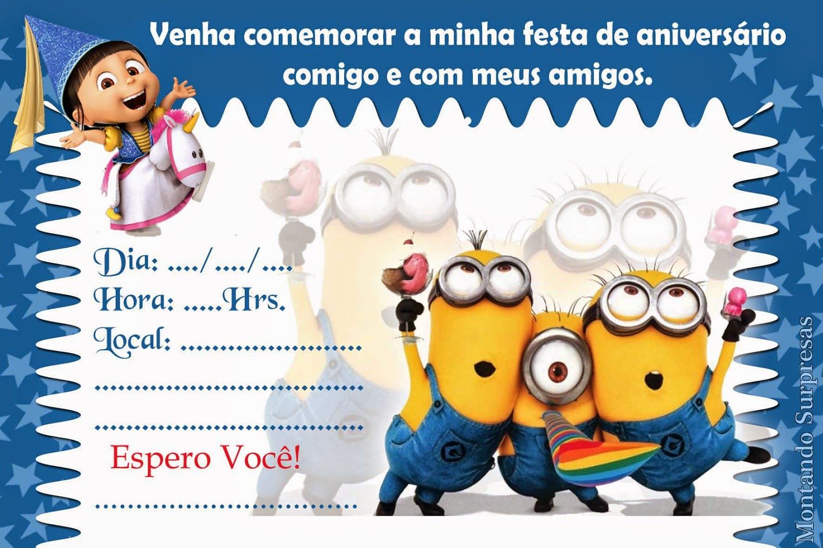 convite minions Para Imprimir