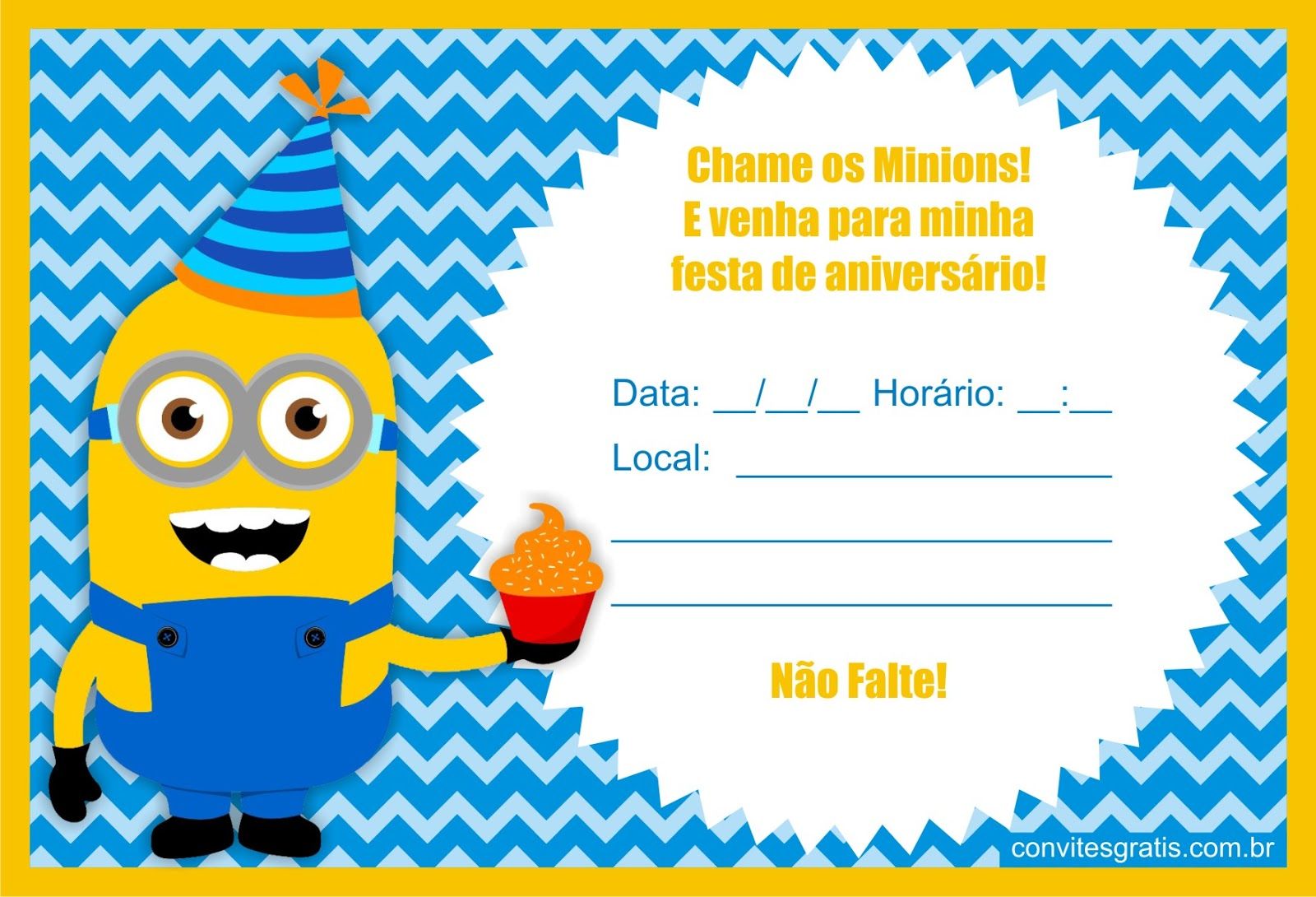 convite minions Para Imprimir