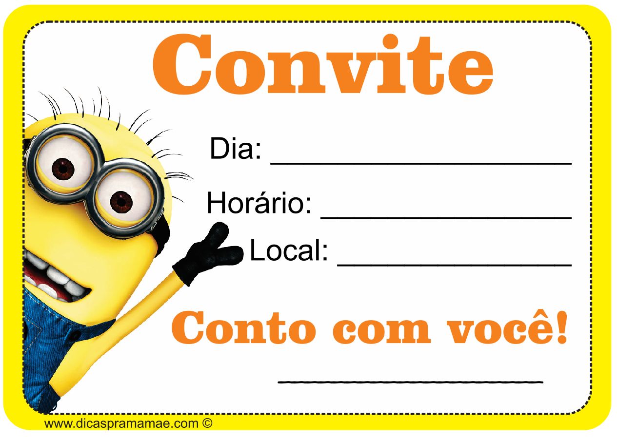 convite minions Para Imprimir