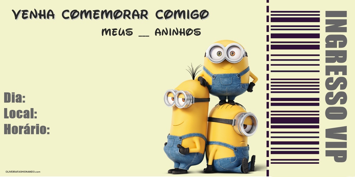 convite minions Para Imprimir