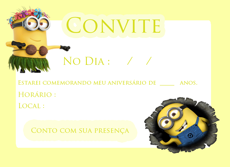 convite minions Para Imprimir