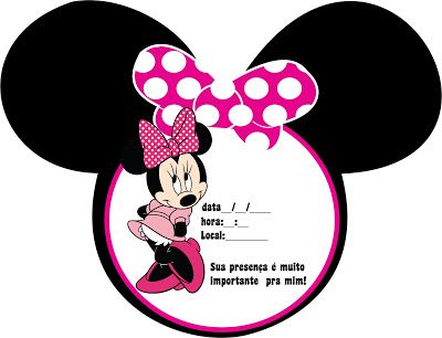 convite minnie rosa Para Imprimir