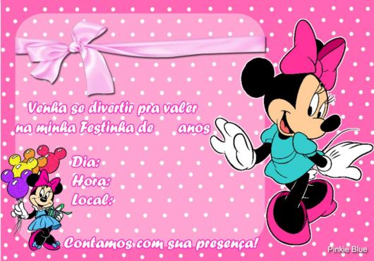 convite minnie rosa Para Imprimir