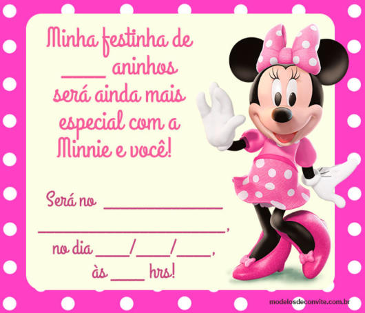 convite minnie rosa Para Imprimir