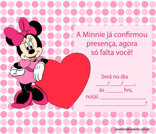 convite minnie rosa Para Imprimir