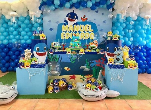 festa baby shark Azul