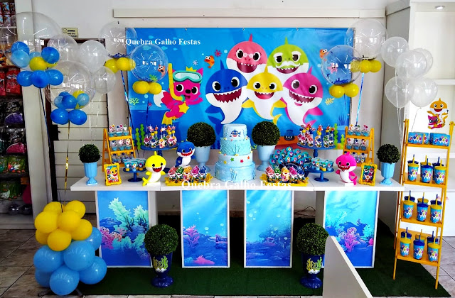 festa baby shark Azul