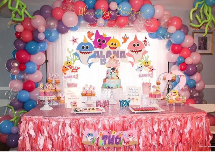 festa baby shark Rosa