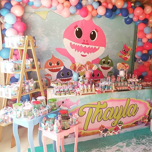 festa baby shark Rosa