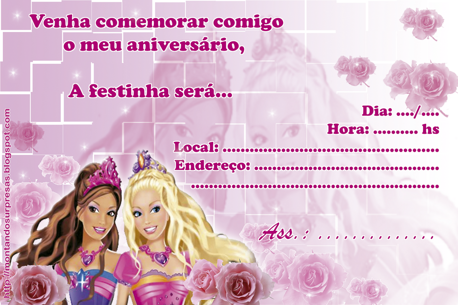 festa barbie Convite