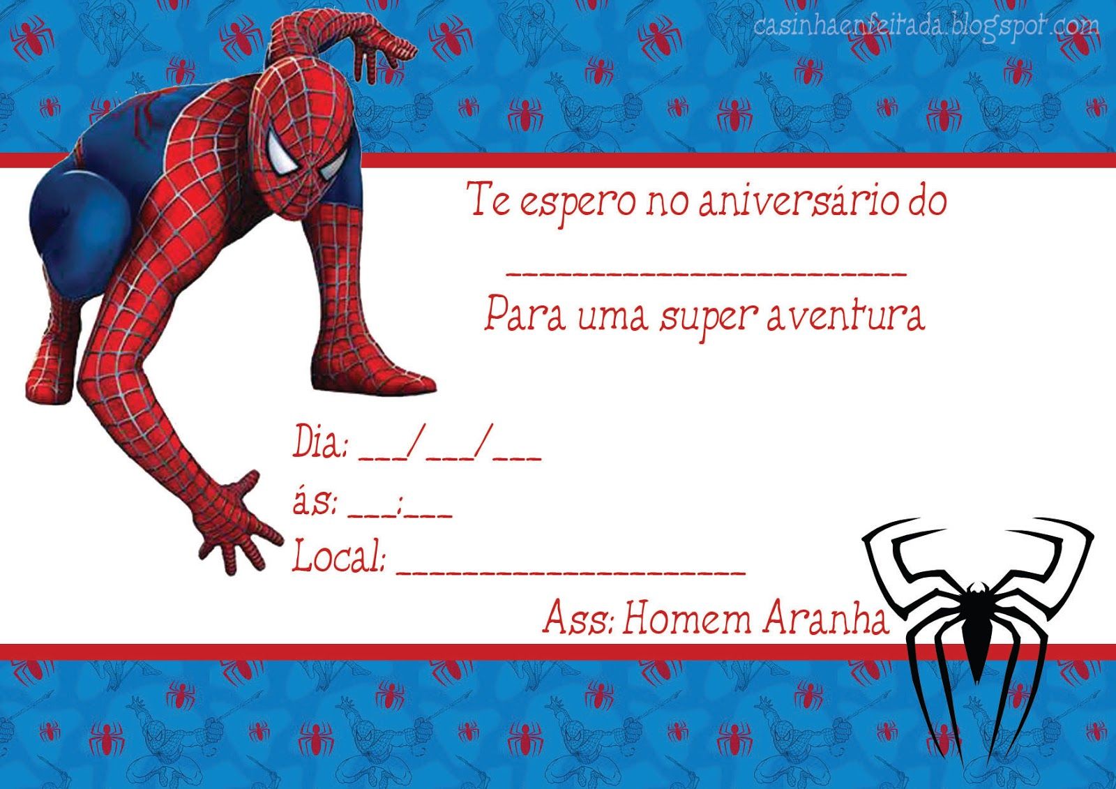 festa homem aranha Convite