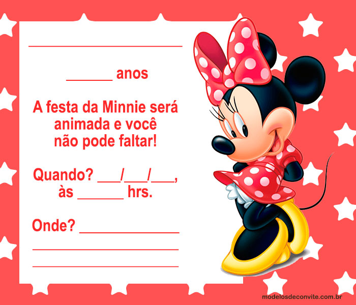 convite da minnie Para Imprimir