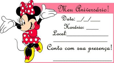 convite da minnie Para Imprimir