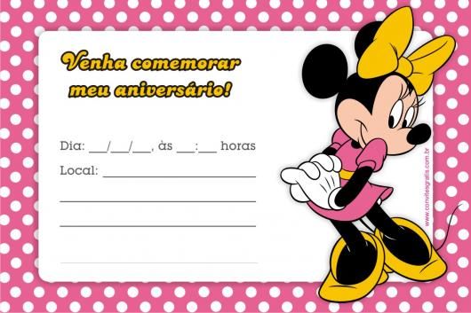 convite da minnie Para Imprimir