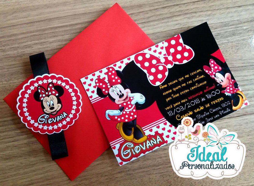 convite da minnie Vermelha