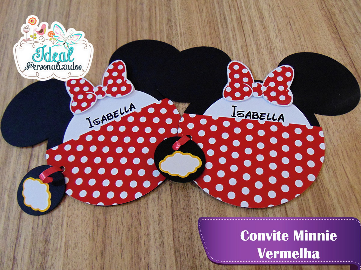 convite da minnie Vermelha