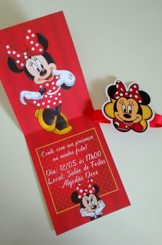 convite da minnie Vermelha