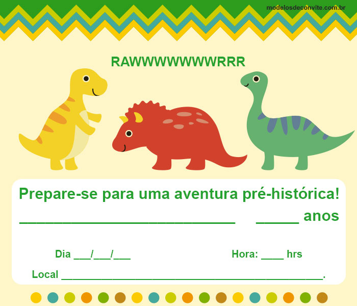 convite dinossauro Para Imprimir