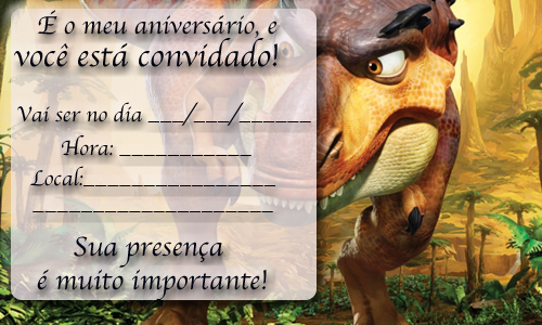 convite dinossauro Para Imprimir