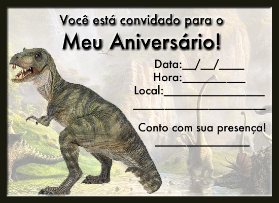 convite dinossauro Para Imprimir