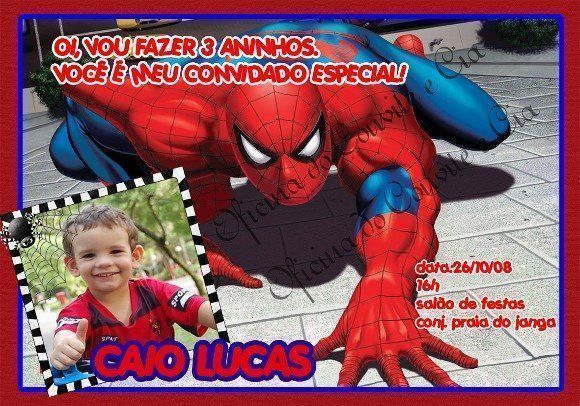 Convite Homem-Aranha Com Foto