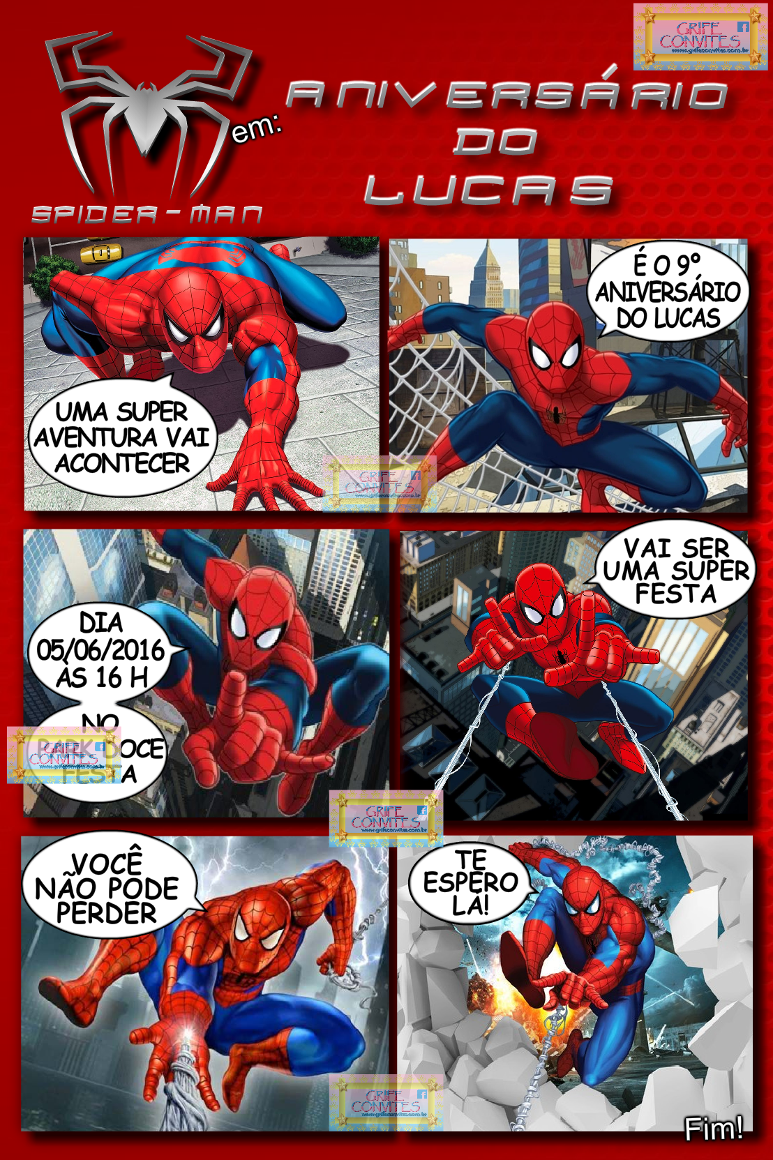 Convite Homem-Aranha Em Quadrinhos