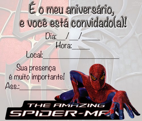 Convite Homem-Aranha Para Imprimir