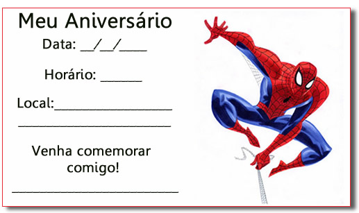 Convite Homem-Aranha Para Imprimir