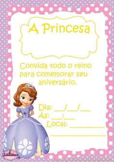 Convite Princesa Sofia Para Imprimir