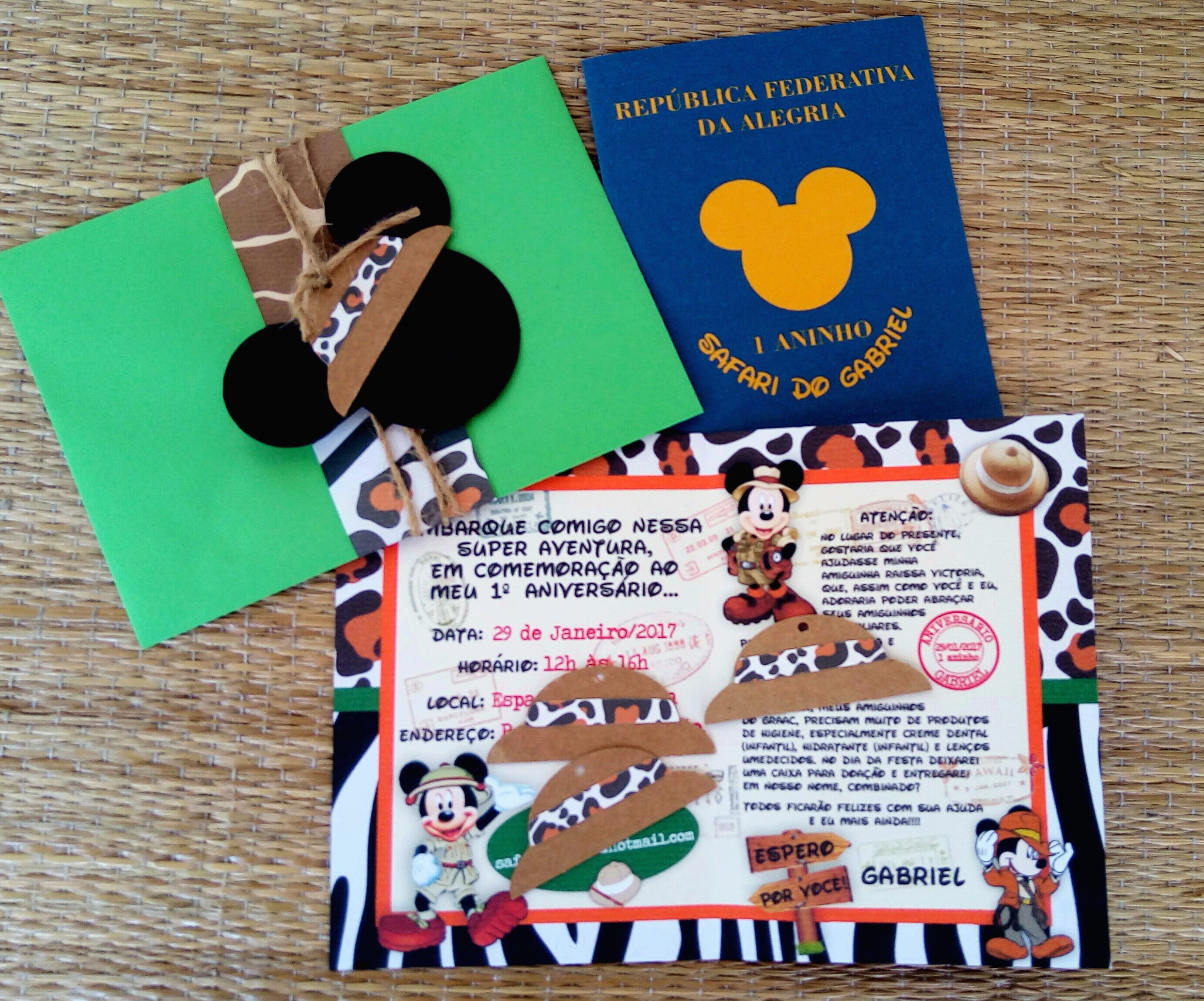 convite safari Mickey