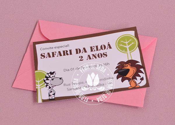 convite safari Rosa