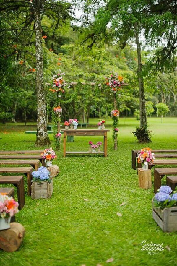 decoração de casamento simples Ao Ar Livre