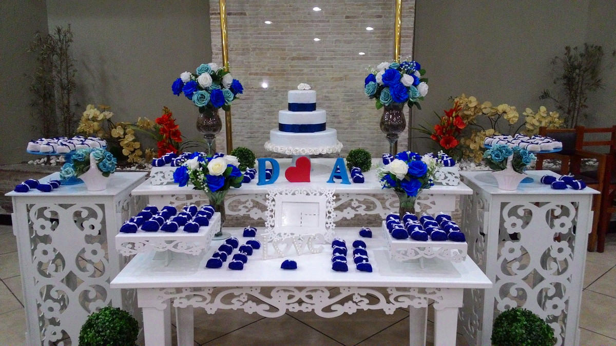 decoração de casamento simples Azul