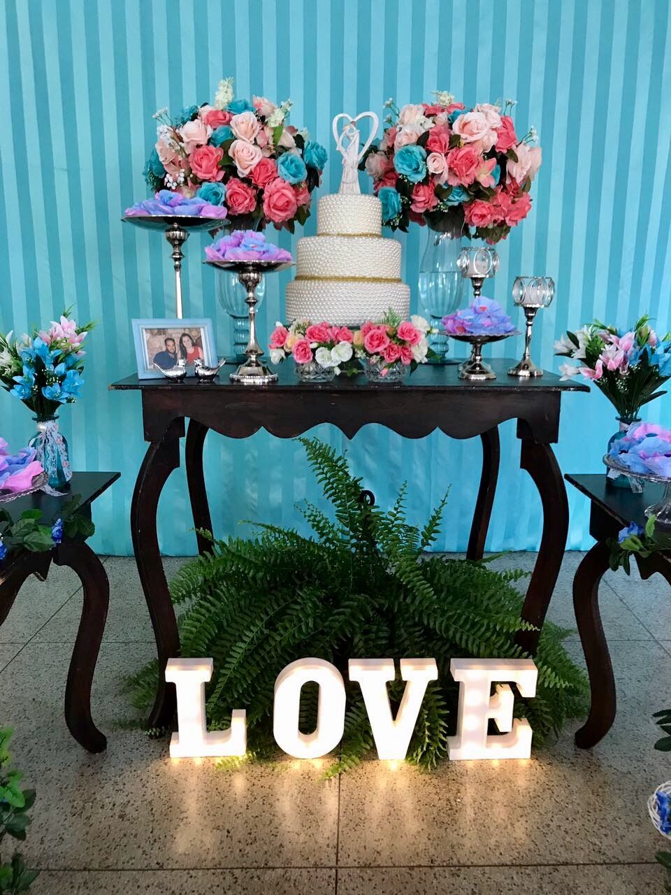 decoração de casamento simples Azul