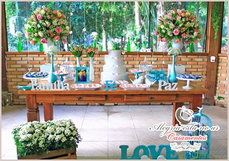 decoração de casamento simples Azul