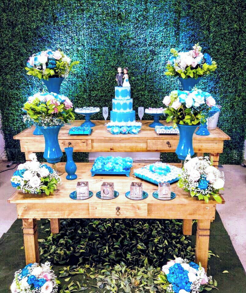 decoração de casamento simples Azul