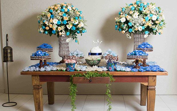 decoração de casamento simples Azul